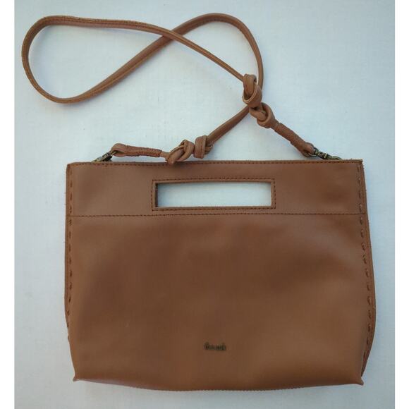 The Sak Teak Vachetta Leather Linden Crossbody Shoulder Handbag 9 x 12 x 1.5 - Picture 4 of 8